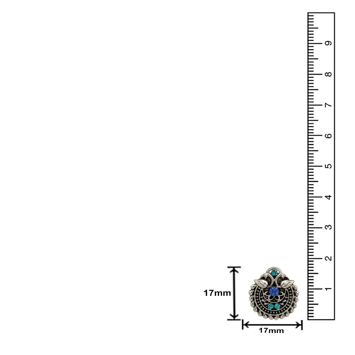 Silver Oxidized Traditional Green and Blue Crystal Stud Earrings