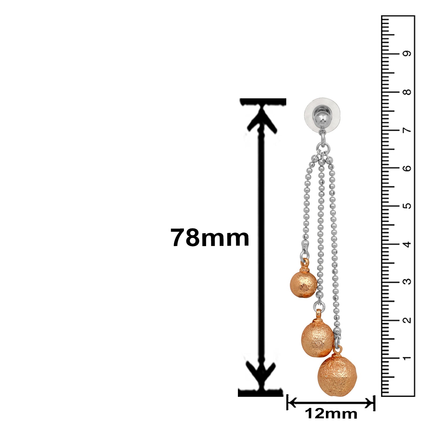 Three Line Chain Ball Dangler Earrings