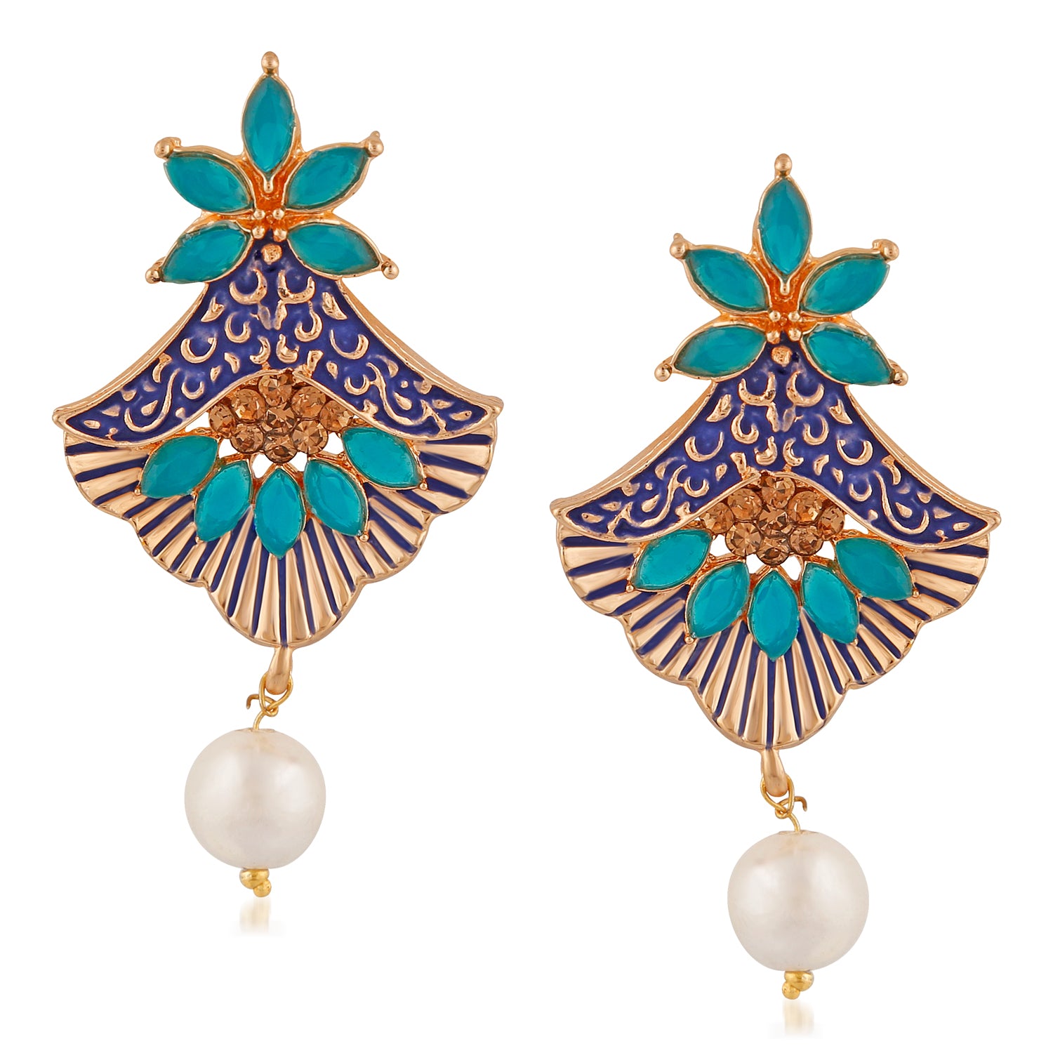 Meenakari Work Floral Dangler Earrings