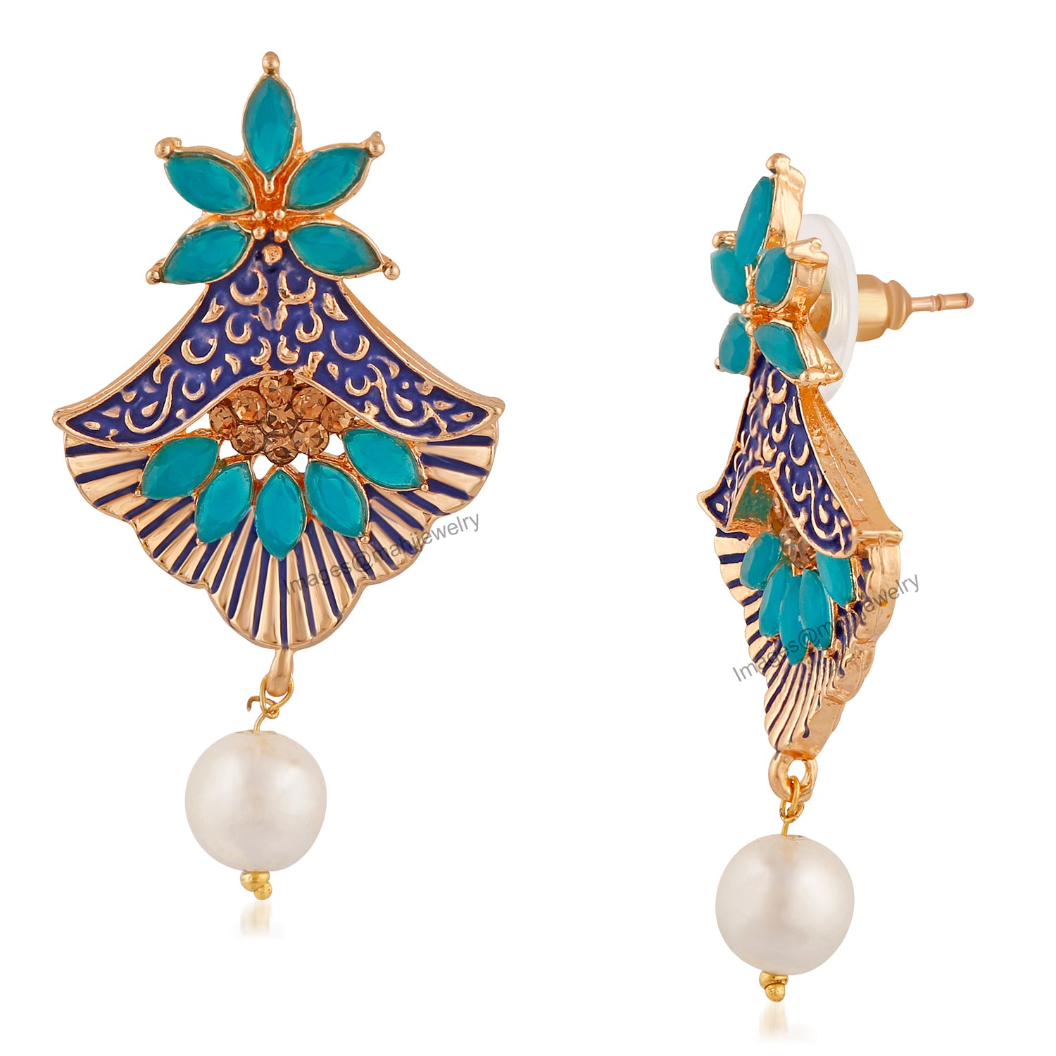 Meenakari Work Floral Dangler Earrings