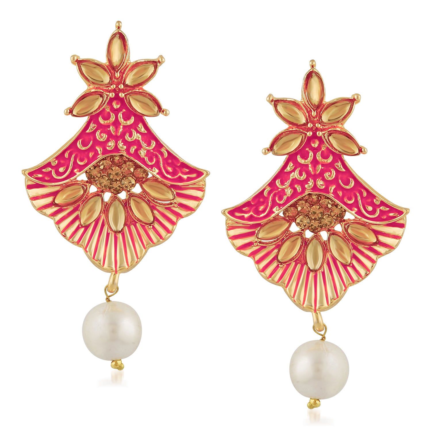 Meenakari Work Floral Dangler Earrings
