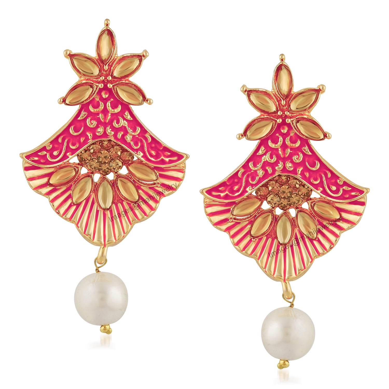 Meenakari Work Floral Dangler Earrings