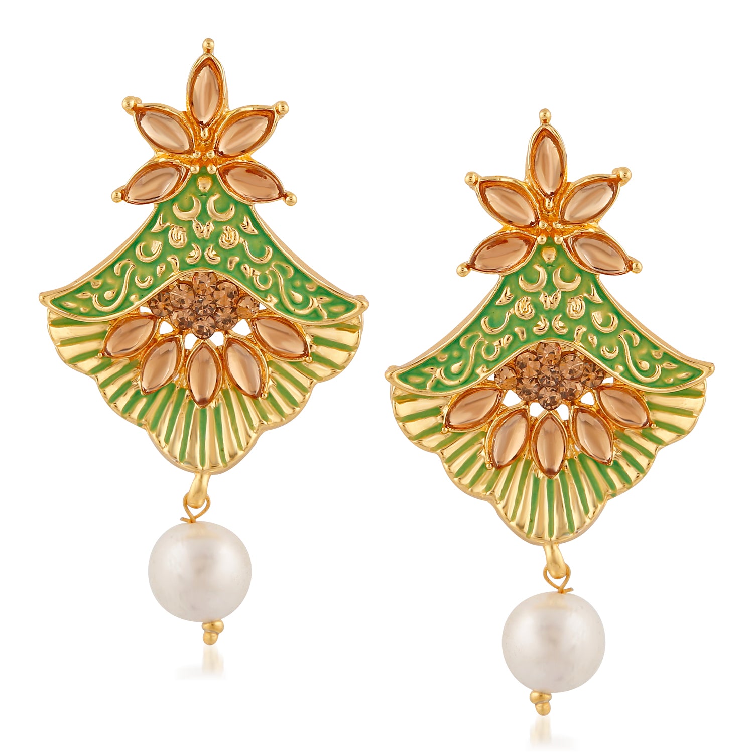 Meenakari Work Floral Dangler Earrings