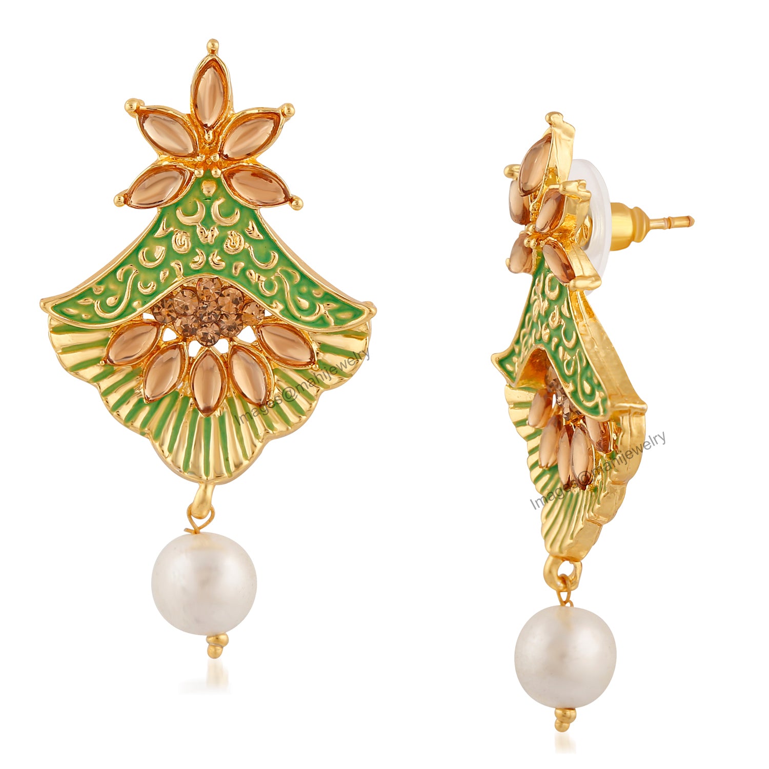 Meenakari Work Floral Dangler Earrings