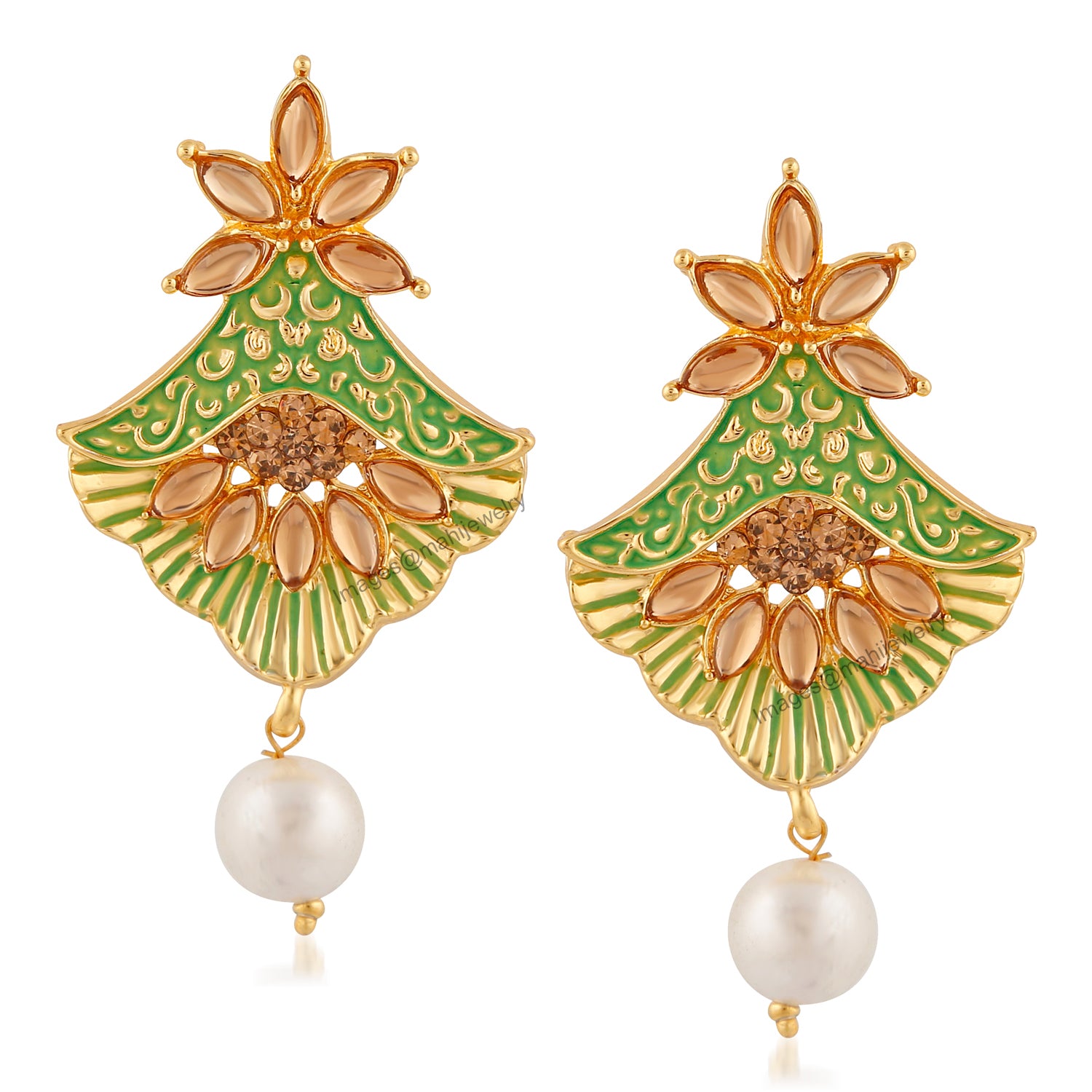 Meenakari Work Floral Dangler Earrings