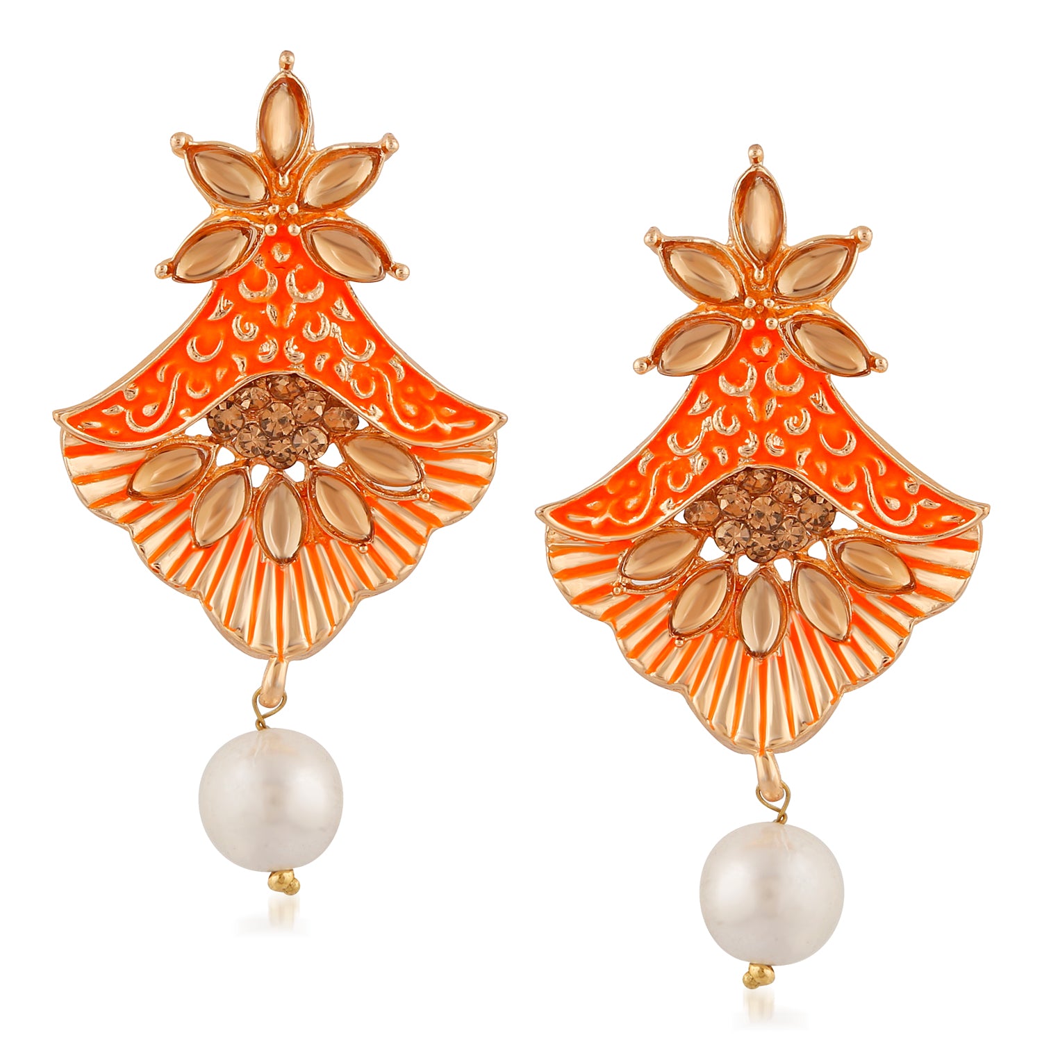 Meenakari Work Floral Dangler Earrings