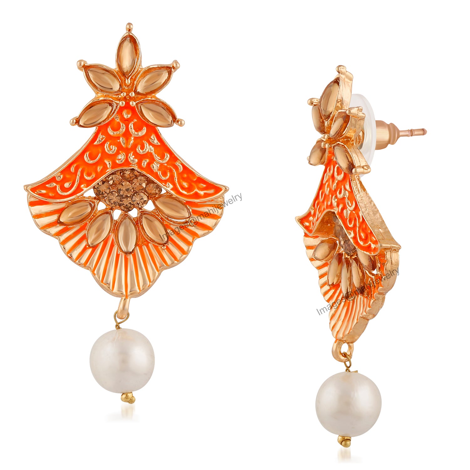 Meenakari Work Floral Dangler Earrings