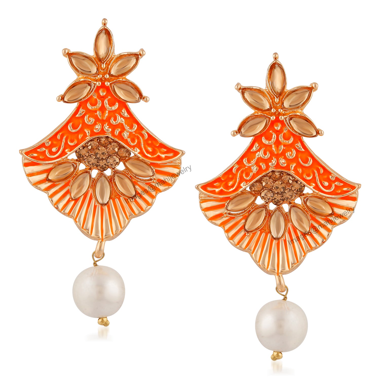Meenakari Work Floral Dangler Earrings