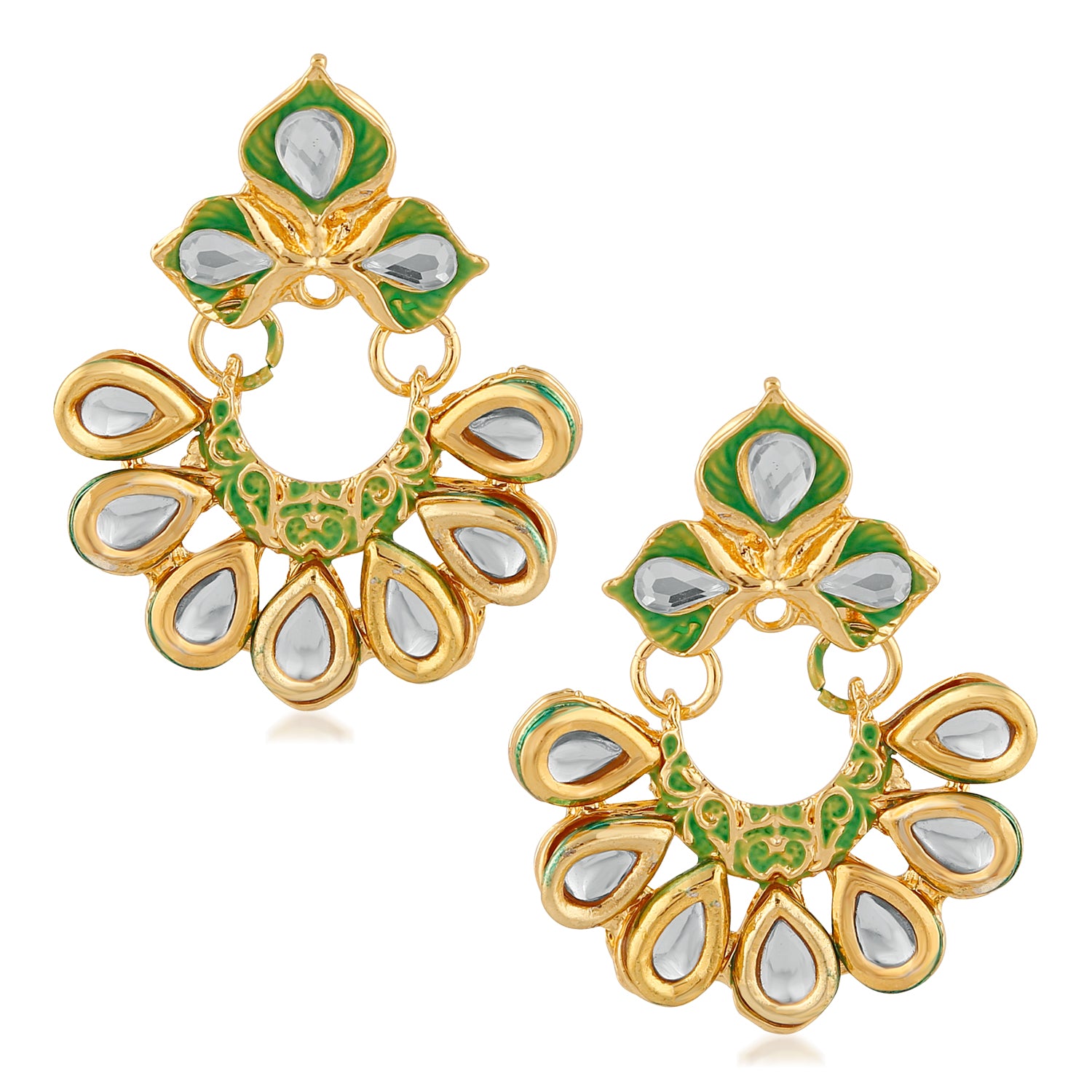 Traditional Floral Chandbali Meenakariwork Earrings