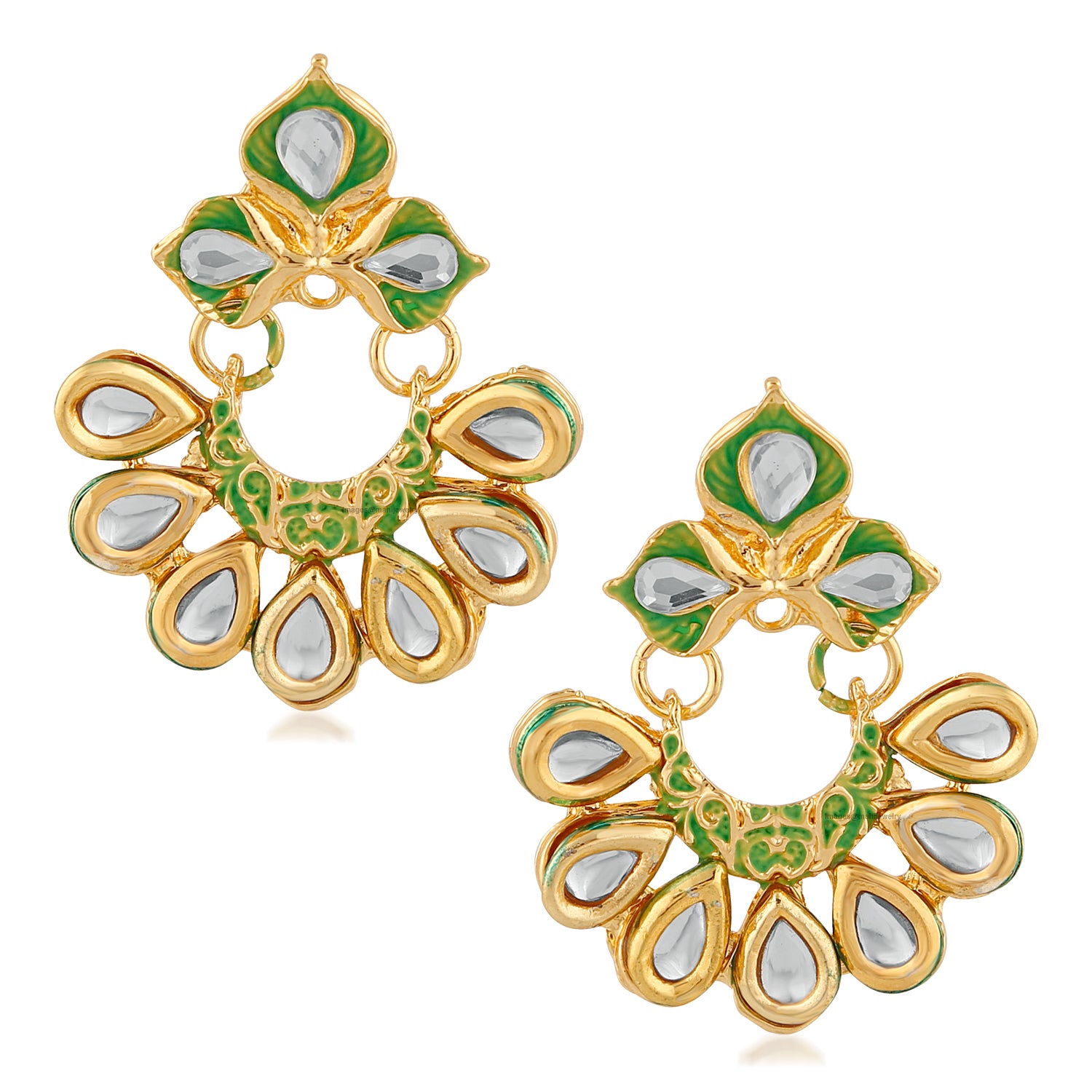Traditional Floral Chandbali Meenakariwork Earrings