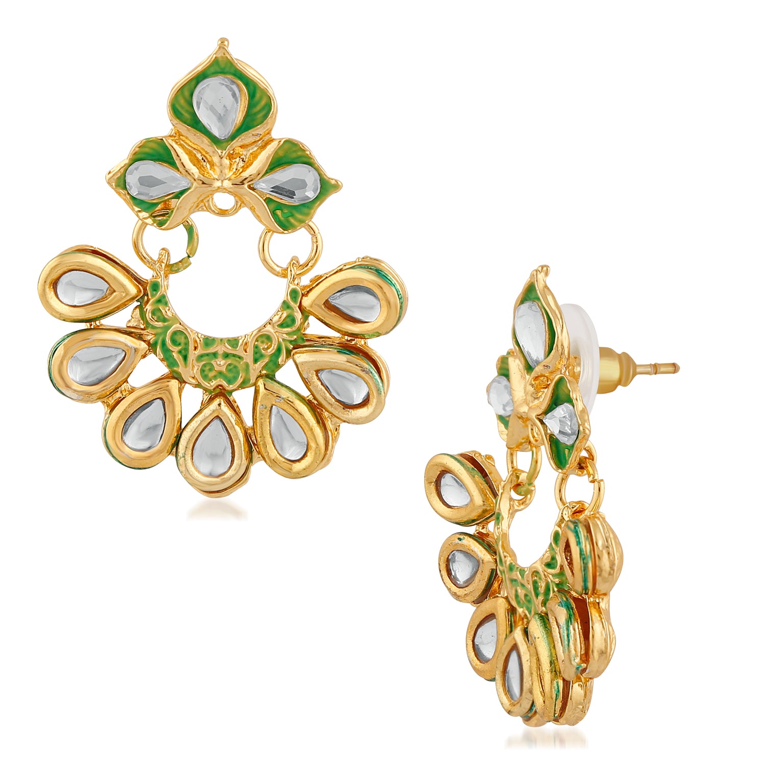Traditional Floral Chandbali Meenakariwork Earrings