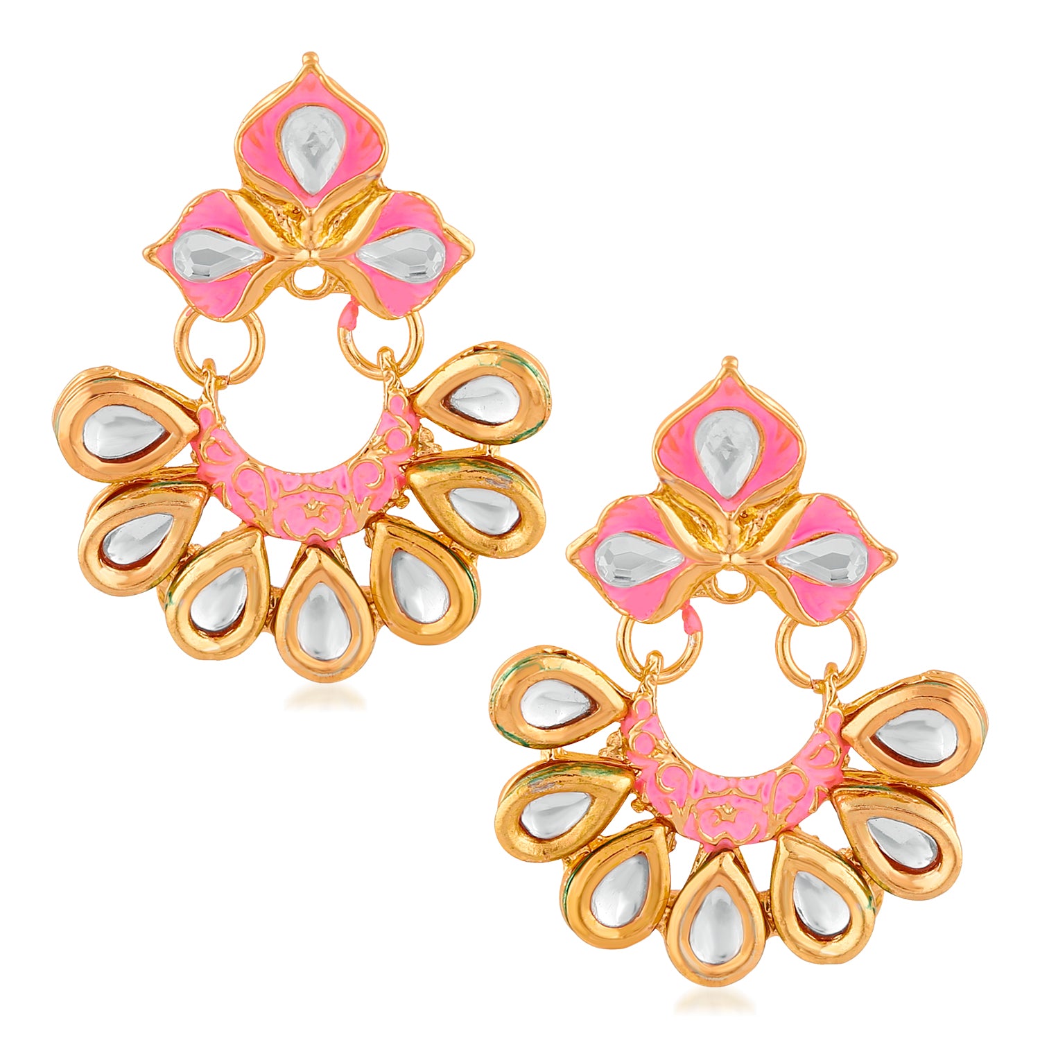 Traditional Floral Chandbali Meenakariwork Earrings