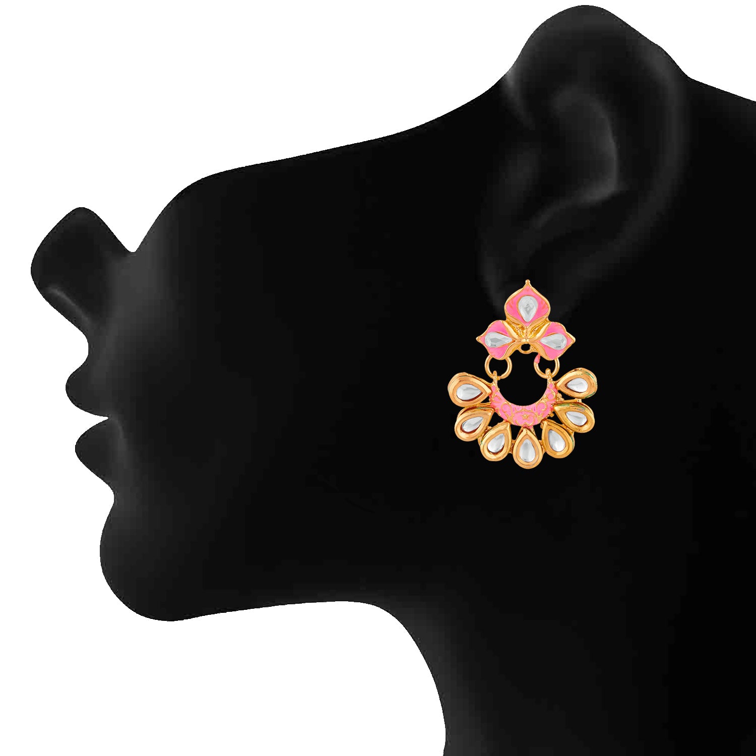 Traditional Floral Chandbali Meenakariwork Earrings