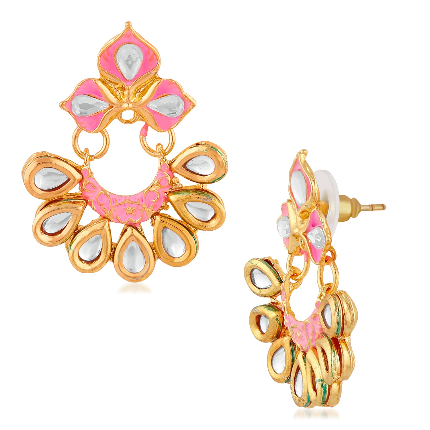 Traditional Floral Chandbali Meenakariwork Earrings