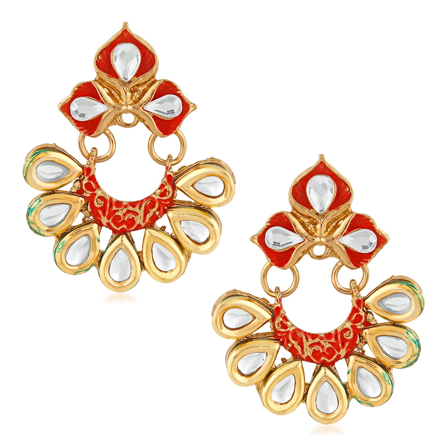 Traditional Floral Chandbali Meenakariwork Earrings