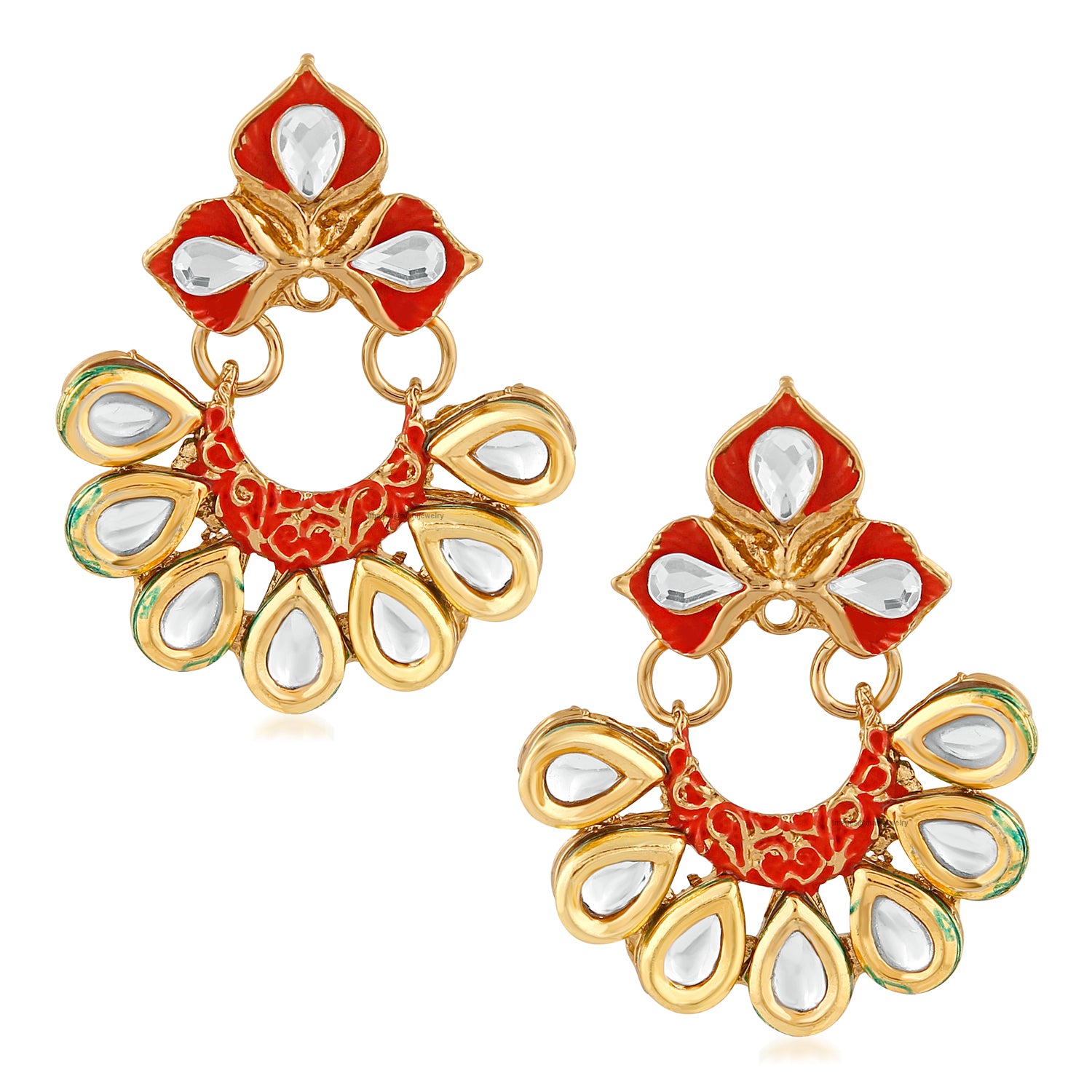 Traditional Floral Chandbali Meenakariwork Earrings