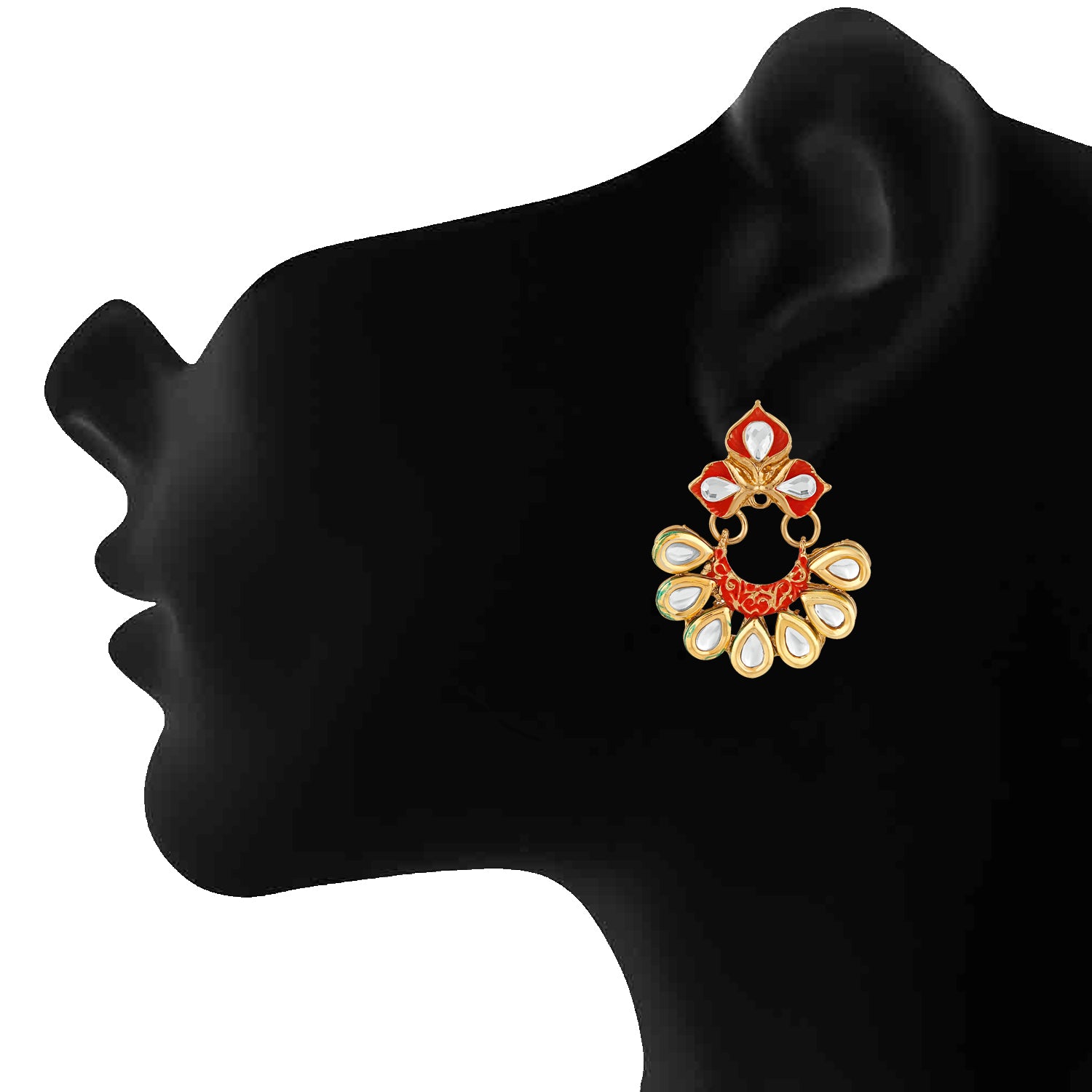 Traditional Floral Chandbali Meenakariwork Earrings