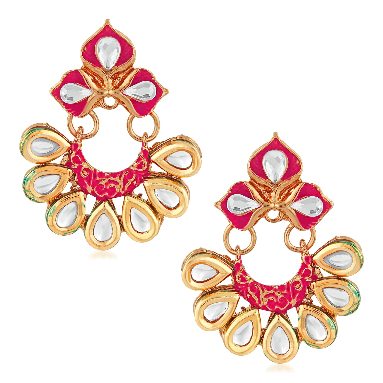 Traditional Floral Chandbali Meenakariwork Earrings