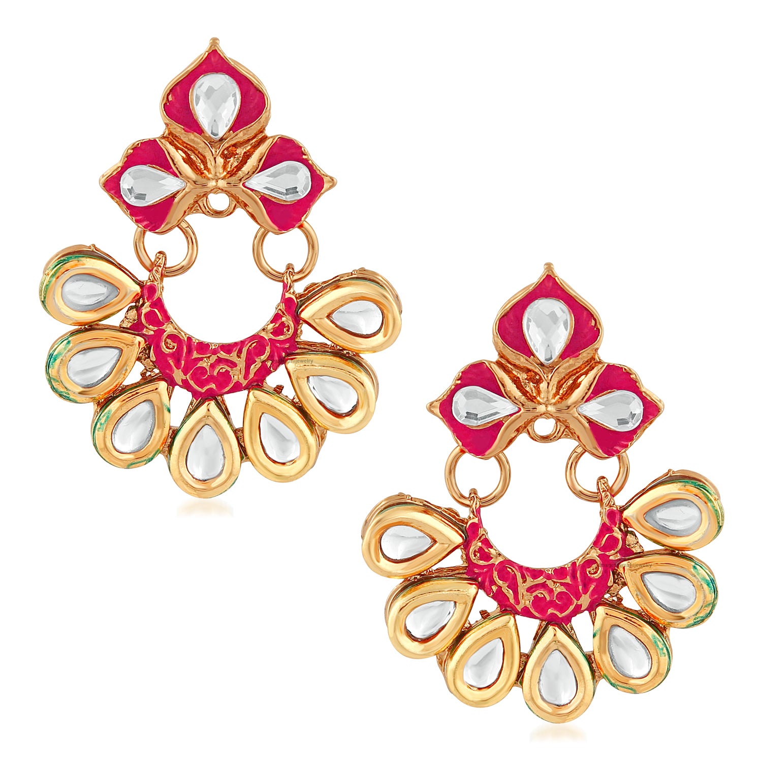Traditional Floral Chandbali Meenakariwork Earrings