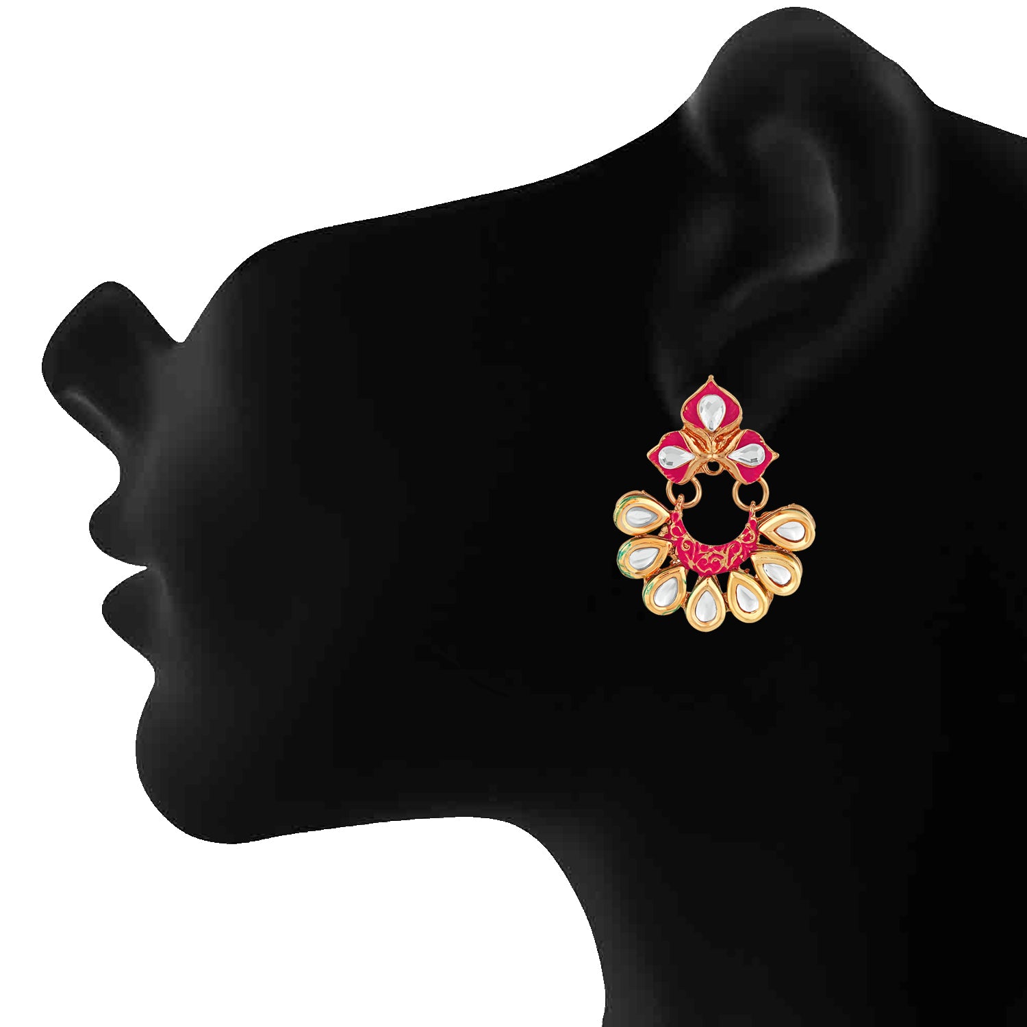 Traditional Floral Chandbali Meenakariwork Earrings
