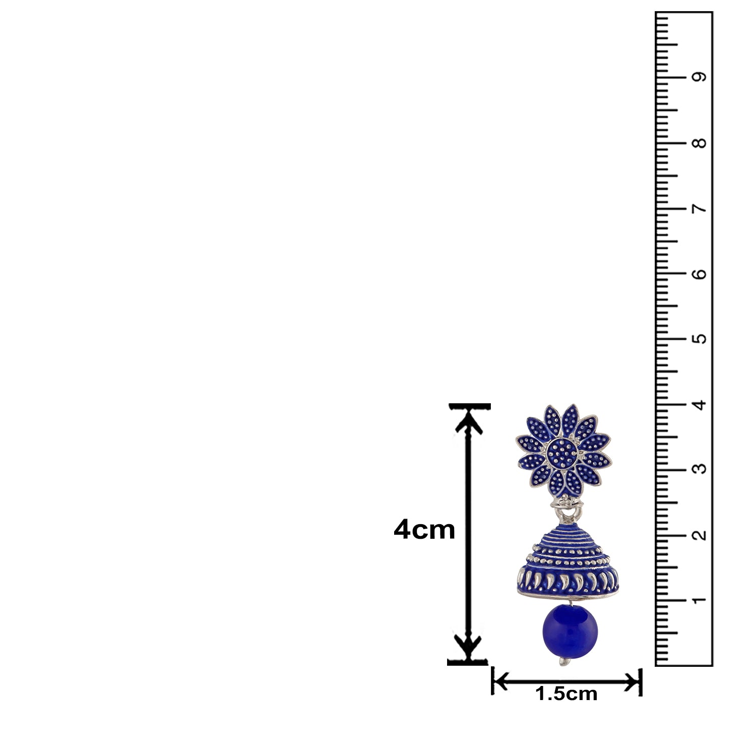 Meenakari Work Black Artificial Bead Floral Jhumka Drop Earrings