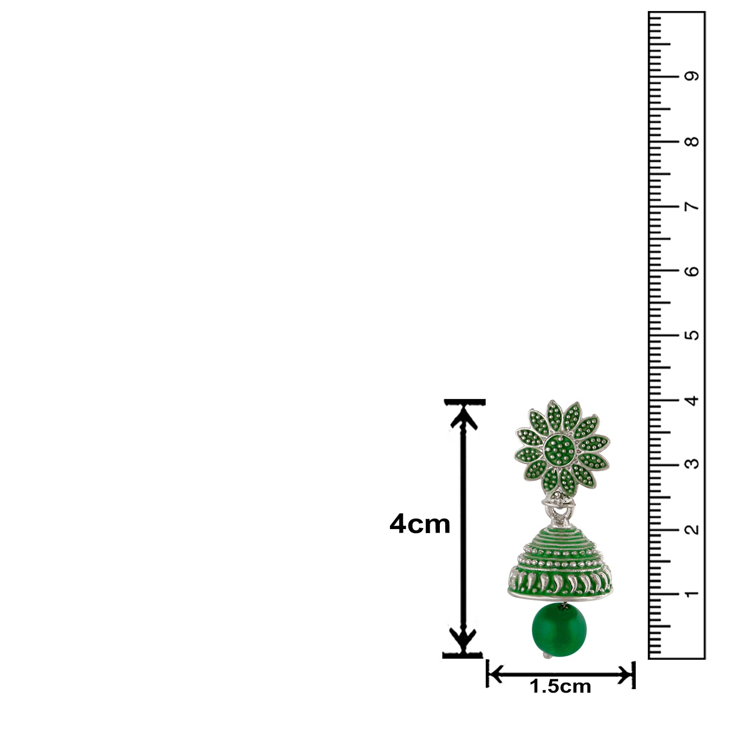 Meenakari Work Black Artificial Bead Floral Jhumka Drop Earrings