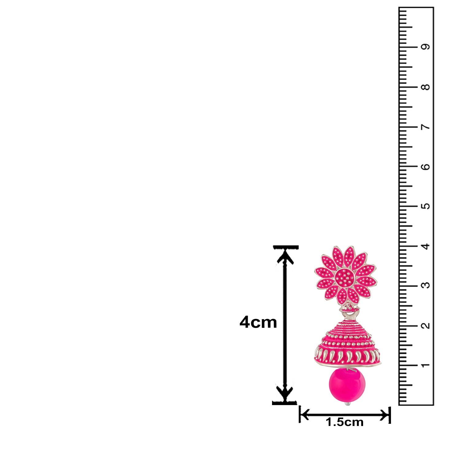 Meenakari Work Black Artificial Bead Floral Jhumka Drop Earrings