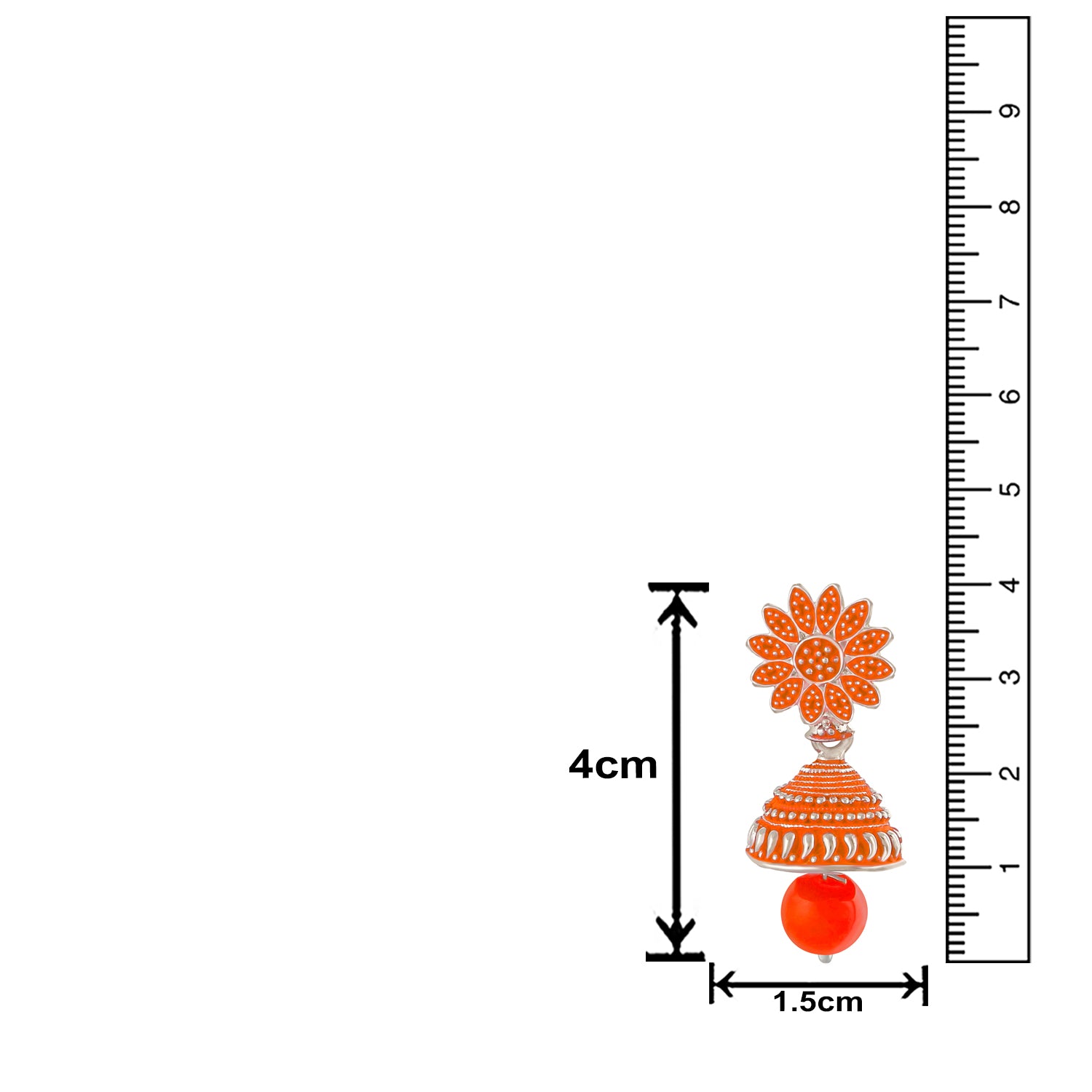 Meenakari Work Black Artificial Bead Floral Jhumka Drop Earrings