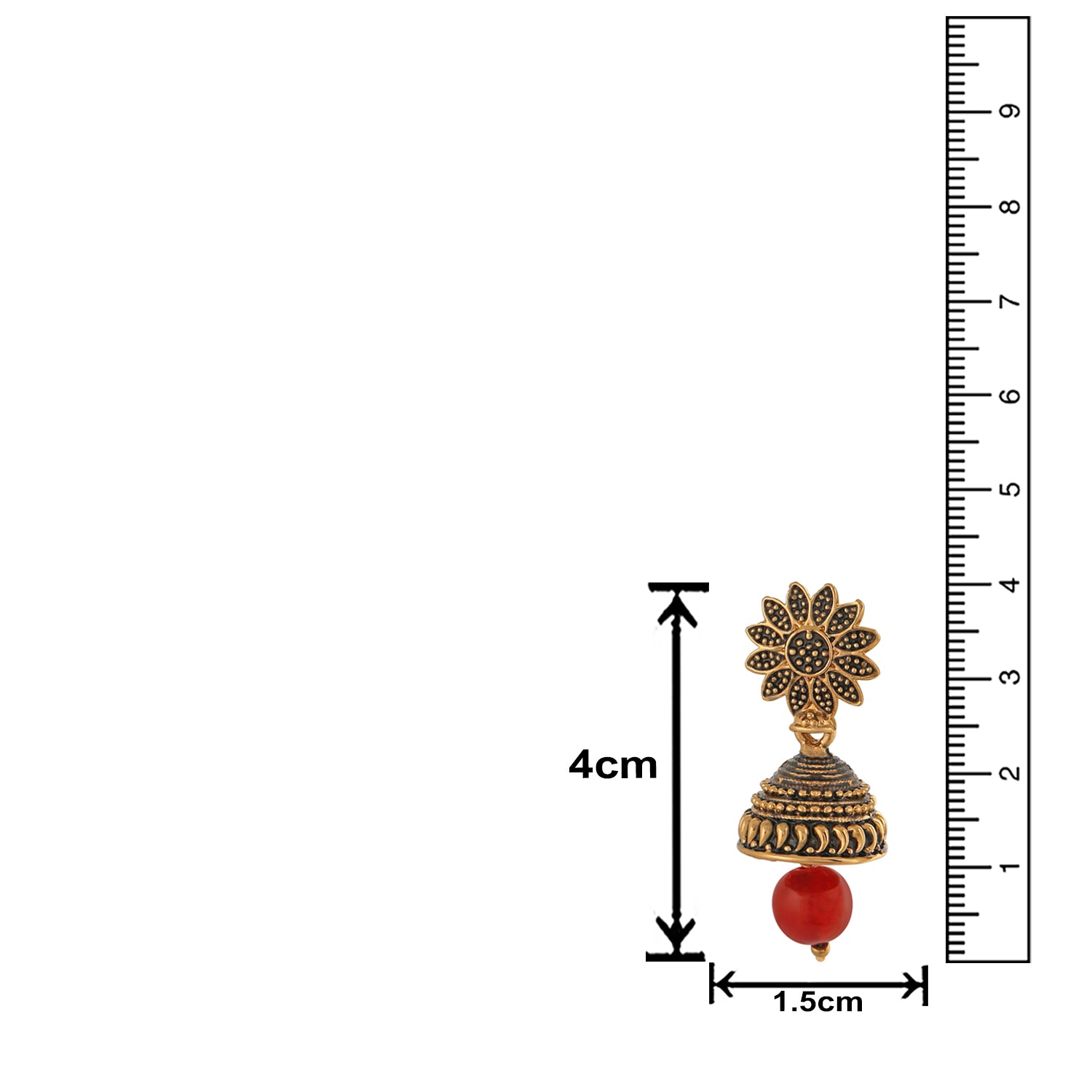 Meenakari Work Black Artificial Bead Floral Jhumka Drop Earrings