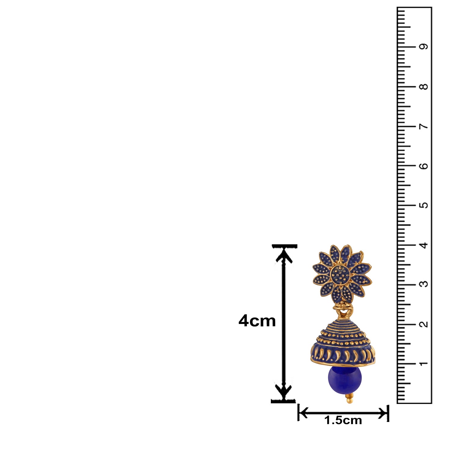 Meenakari Work Blue Artificial Bead Floral Jhumka Drop Earrings