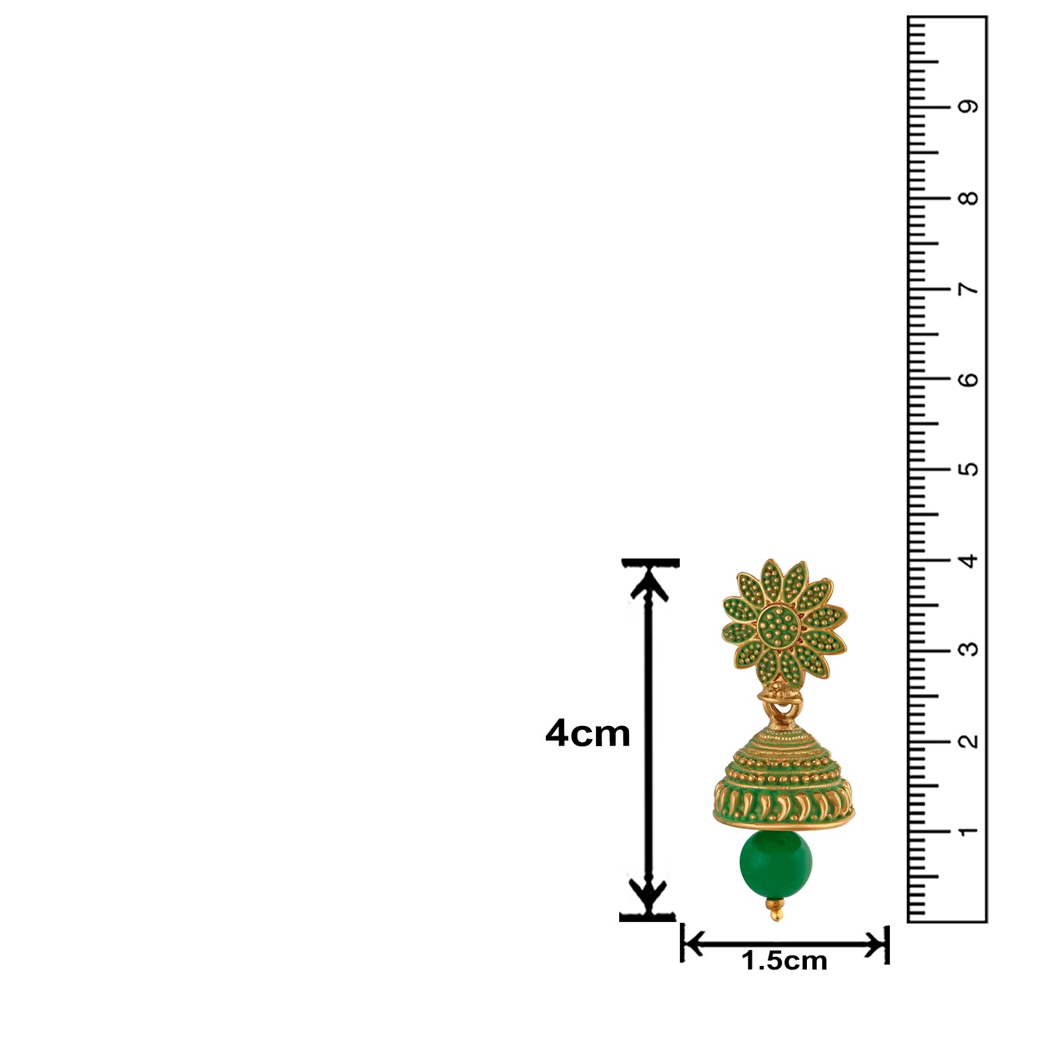 Meenakari Work Blue Artificial Bead Floral Jhumka Drop Earrings