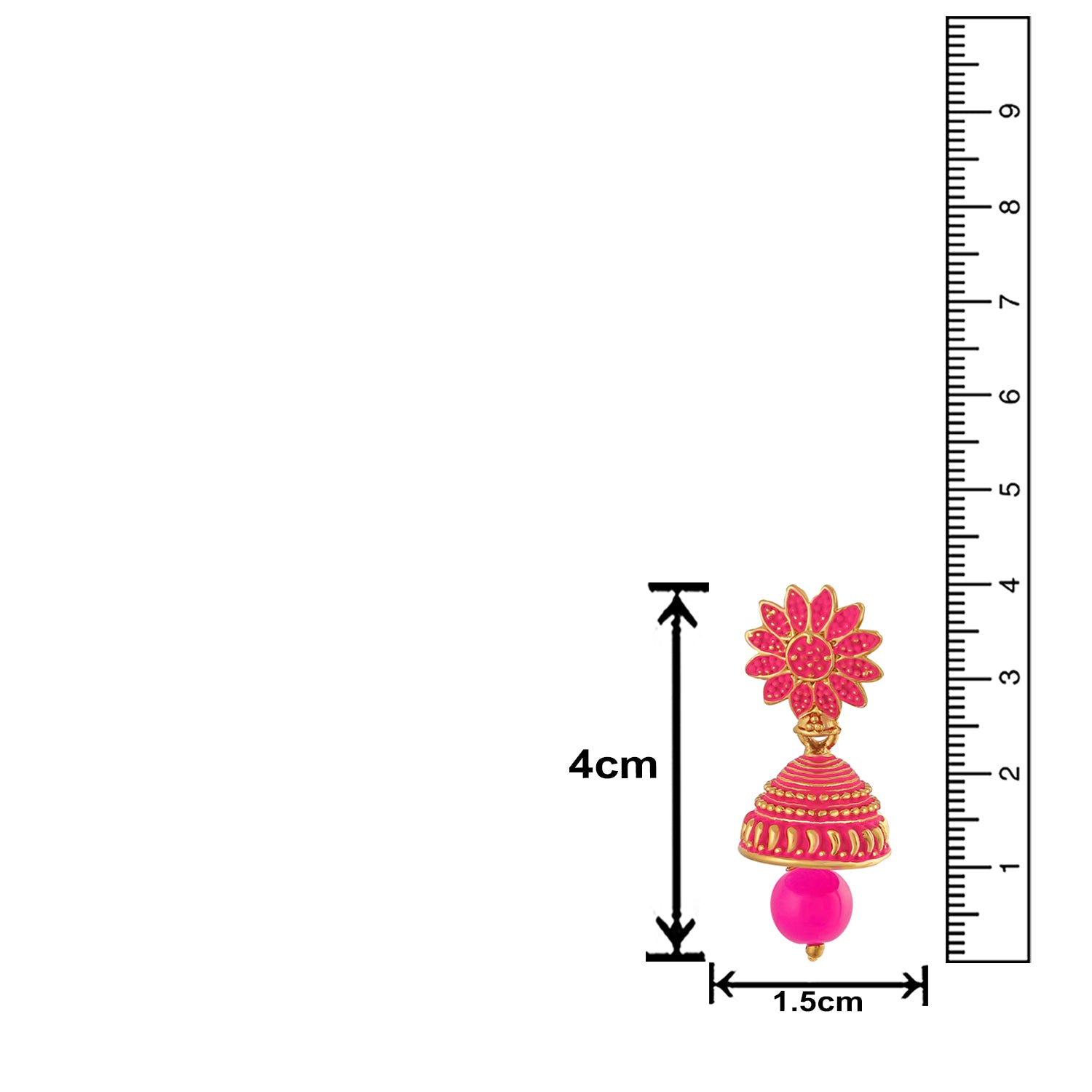 Meenakari Work Blue Artificial Bead Floral Jhumka Drop Earrings