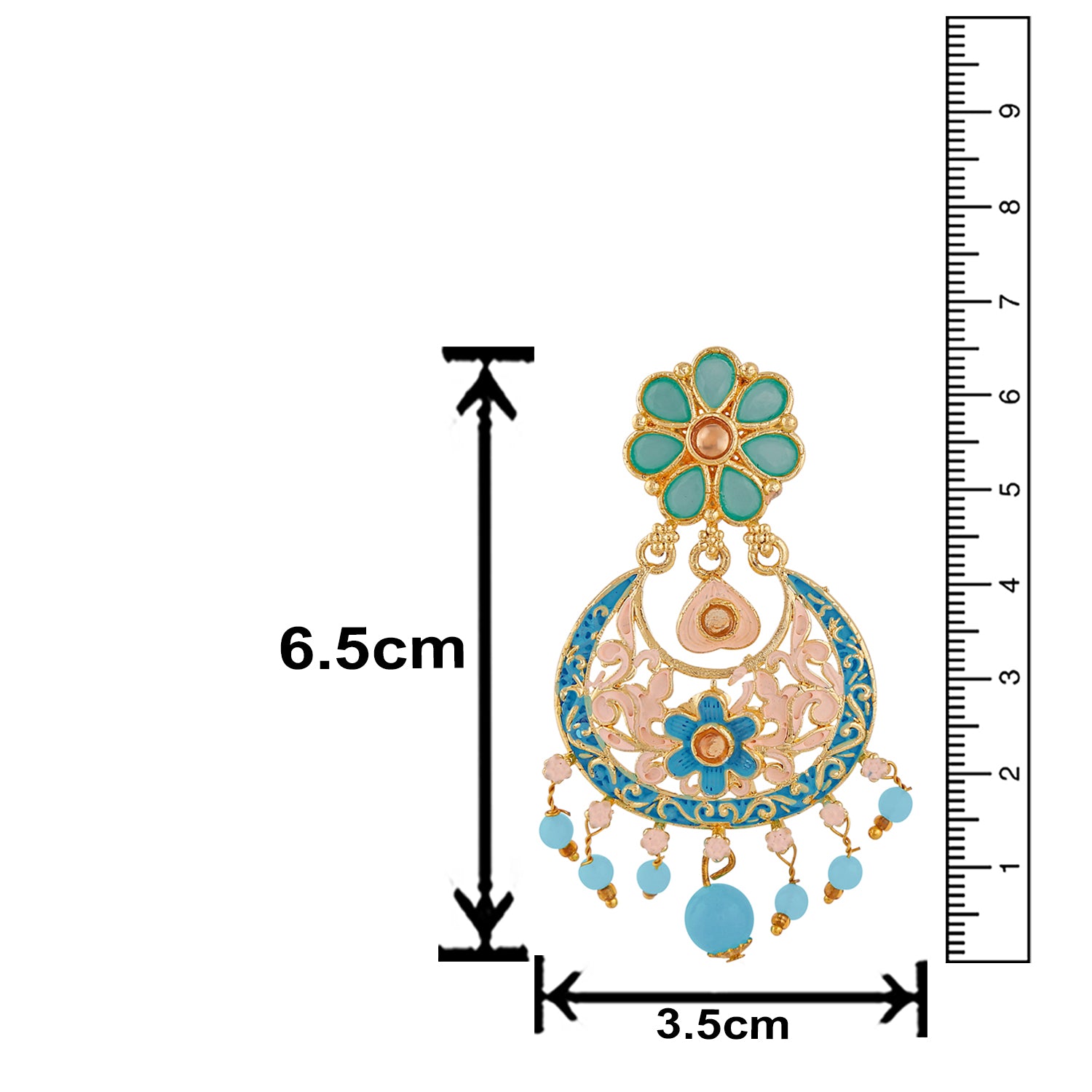 Meenakari Work Artificial Bead and Crystals Floral Dangle Drop Earrings