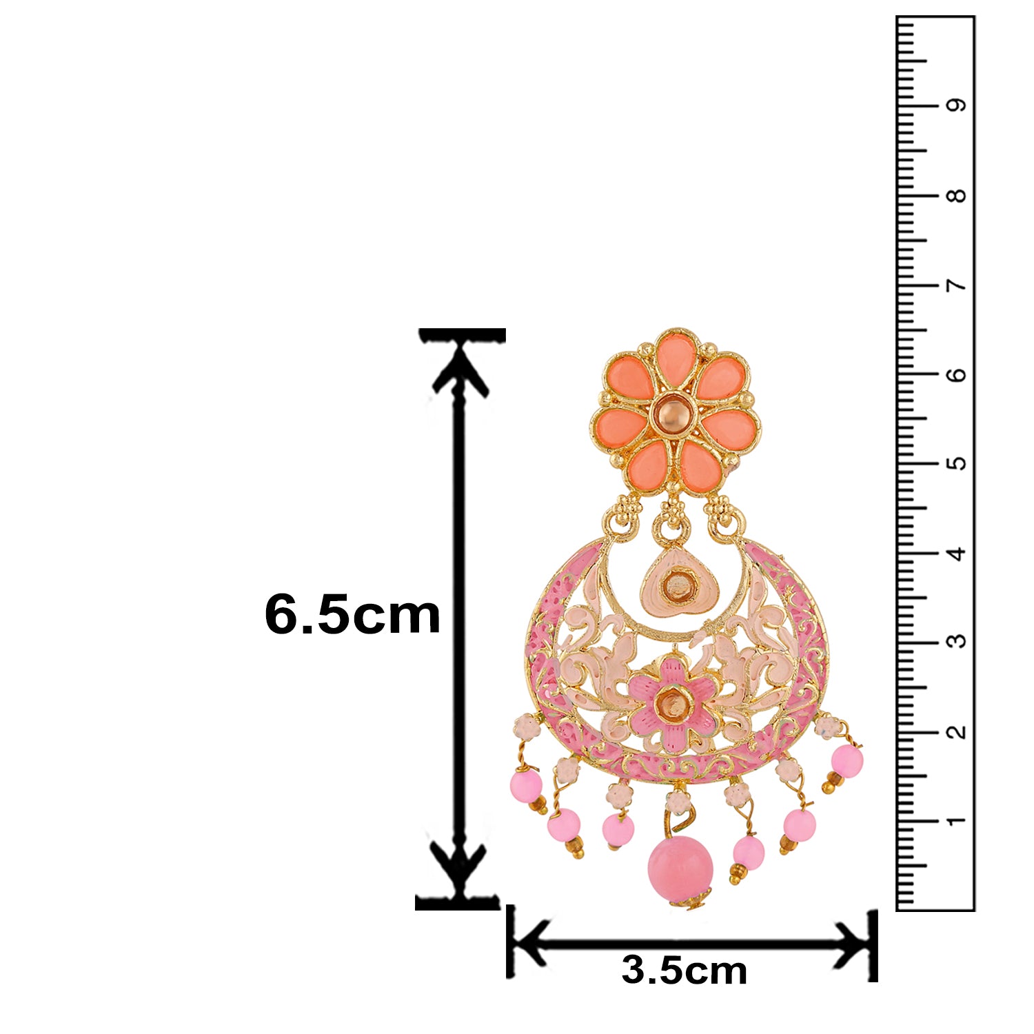 Meenakari Work Artificial Bead and Crystals Floral Dangle Drop Earrings