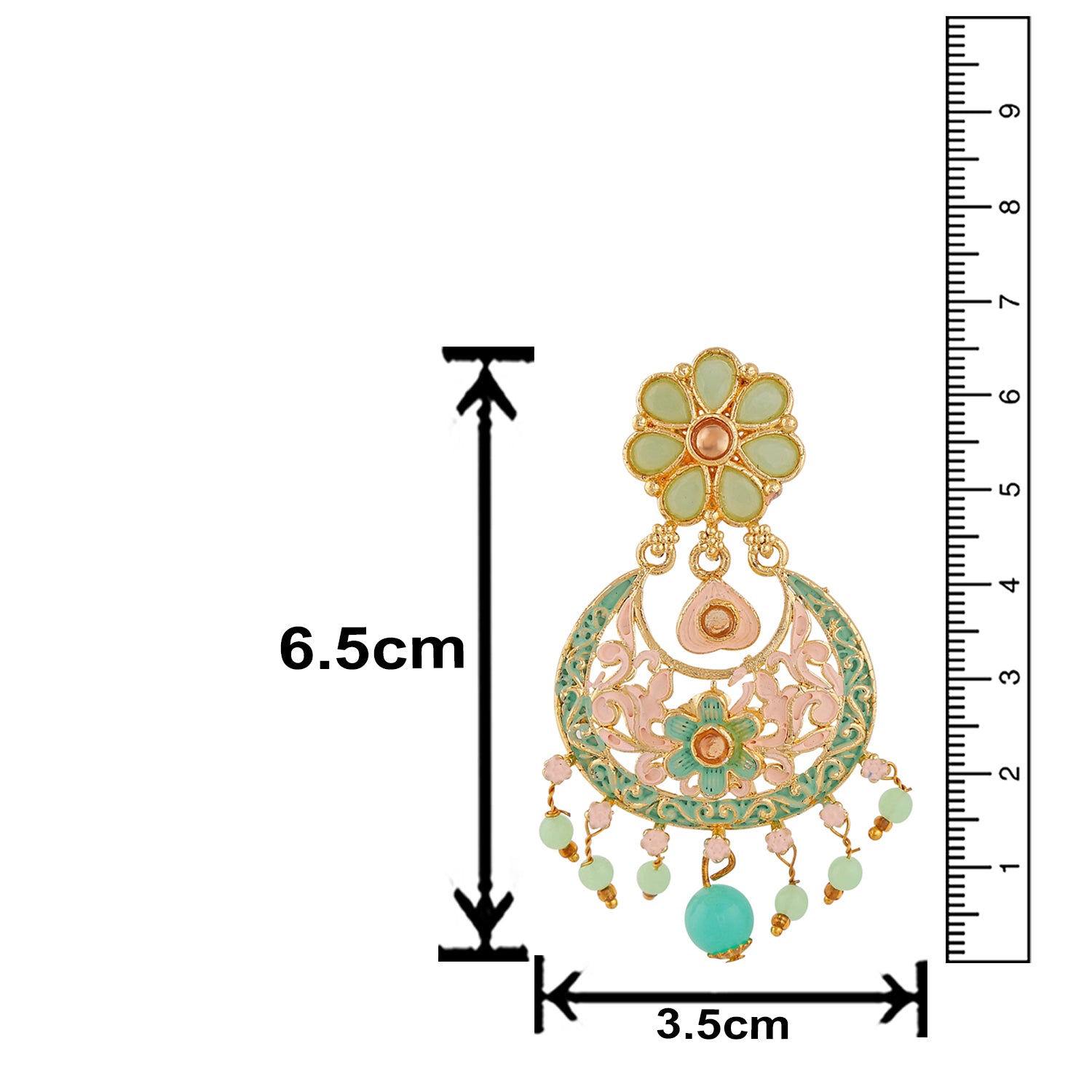 Meenakari Work Artificial Bead and Crystals Floral Dangle Drop Earrings