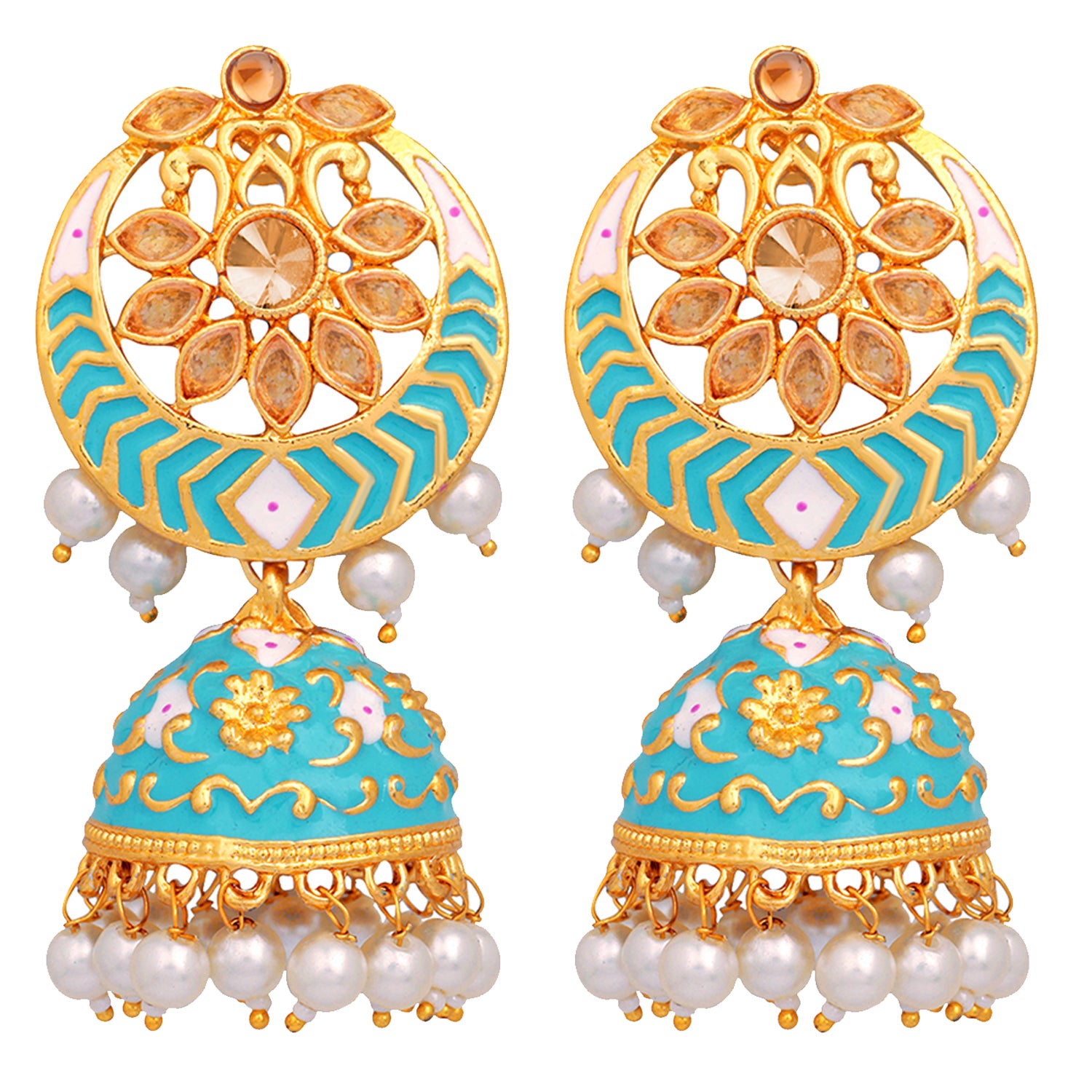Meenakari Work Enamelled Jhumki Earrings