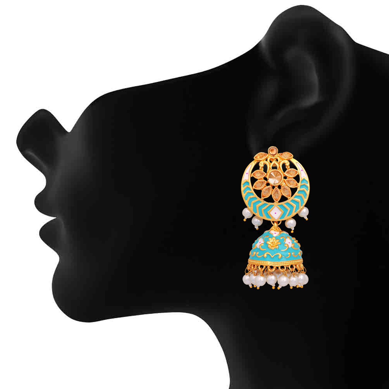 Meenakari Work Enamelled Jhumki Earrings