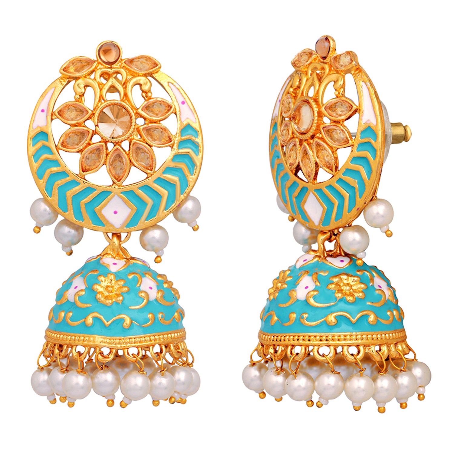 Meenakari Work Enamelled Jhumki Earrings