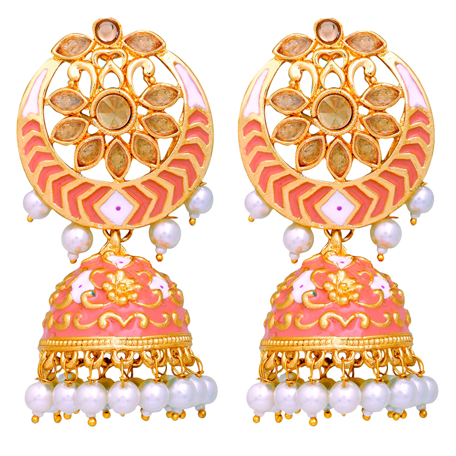Meenakari Work Enamelled Jhumki Earrings