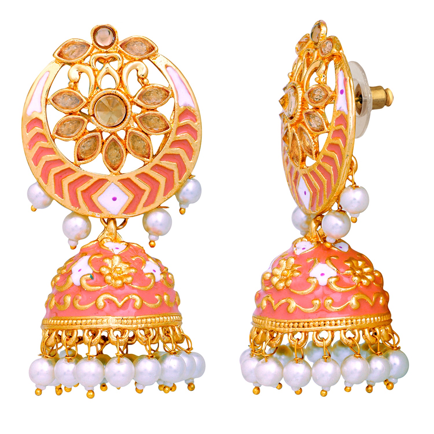 Meenakari Work Enamelled Jhumki Earrings