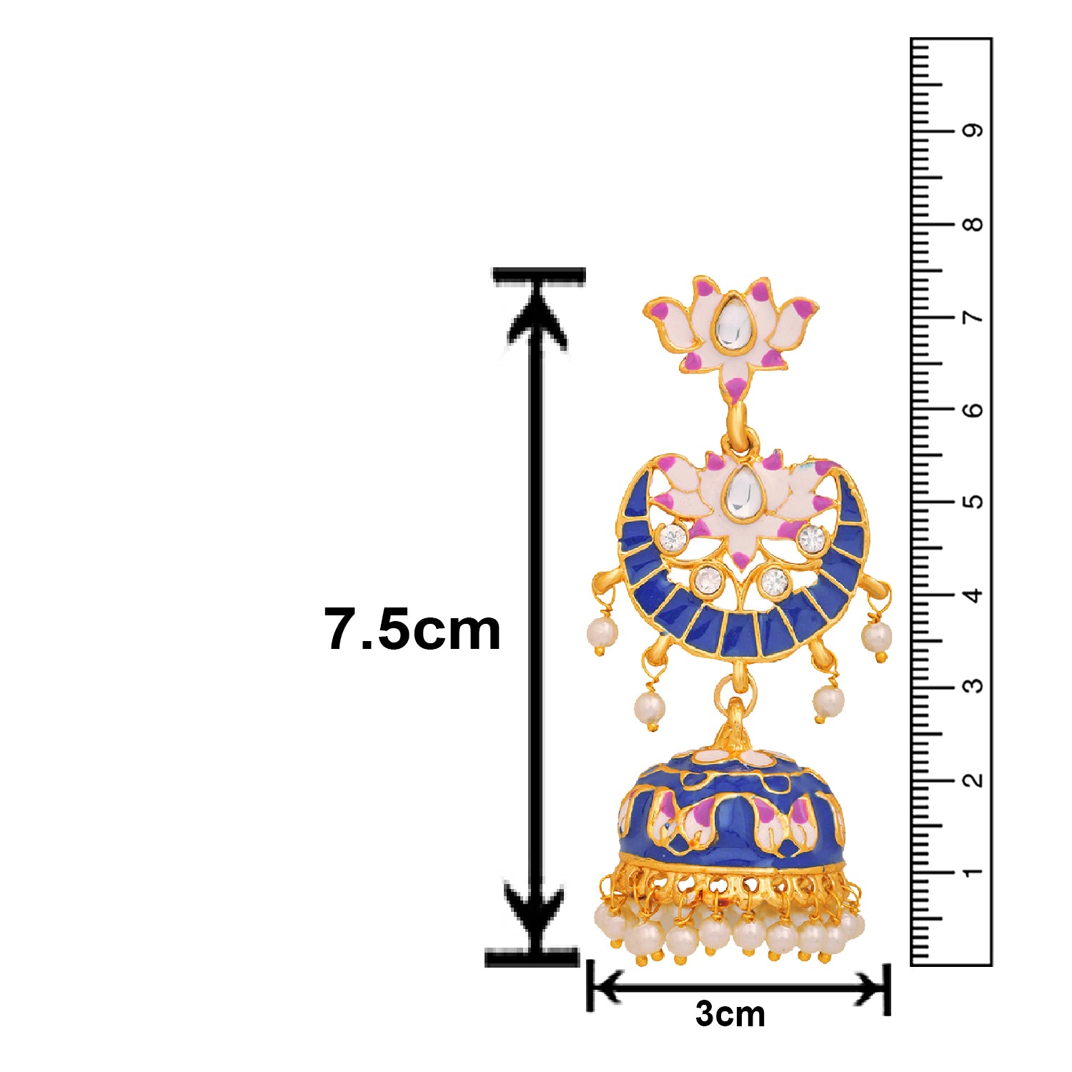 Meenakari Work Enamelled Lotus Shaped Dangle Jhumka Earrings