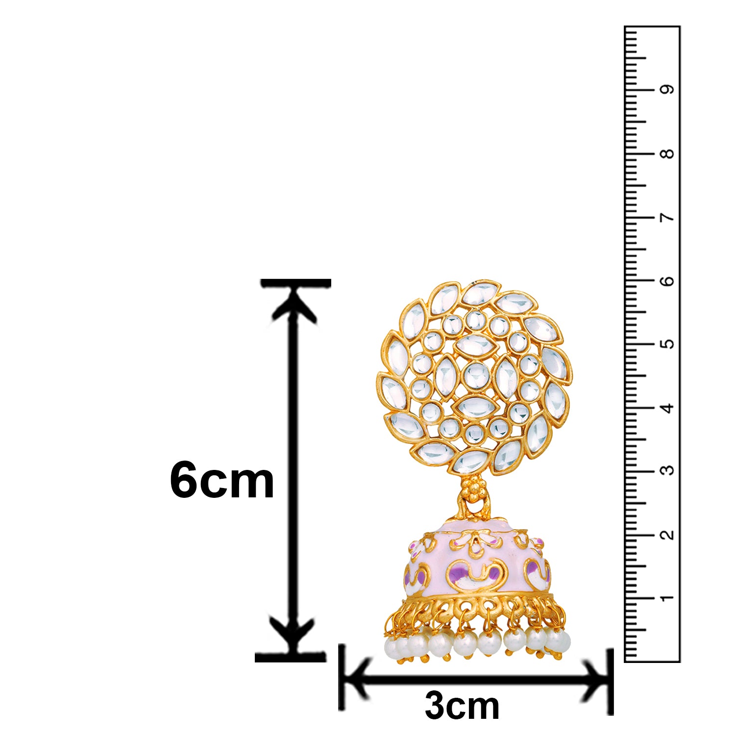 Meenakari Work Enamelled Kundan and Jhumki Earrings