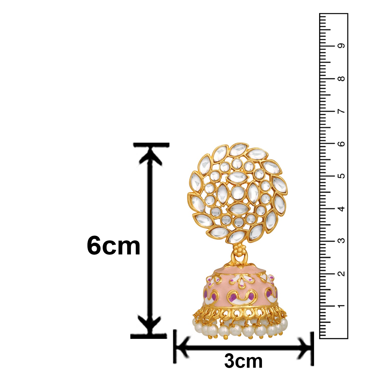 Meenakari Work Enamelled Kundan and Jhumki Earrings