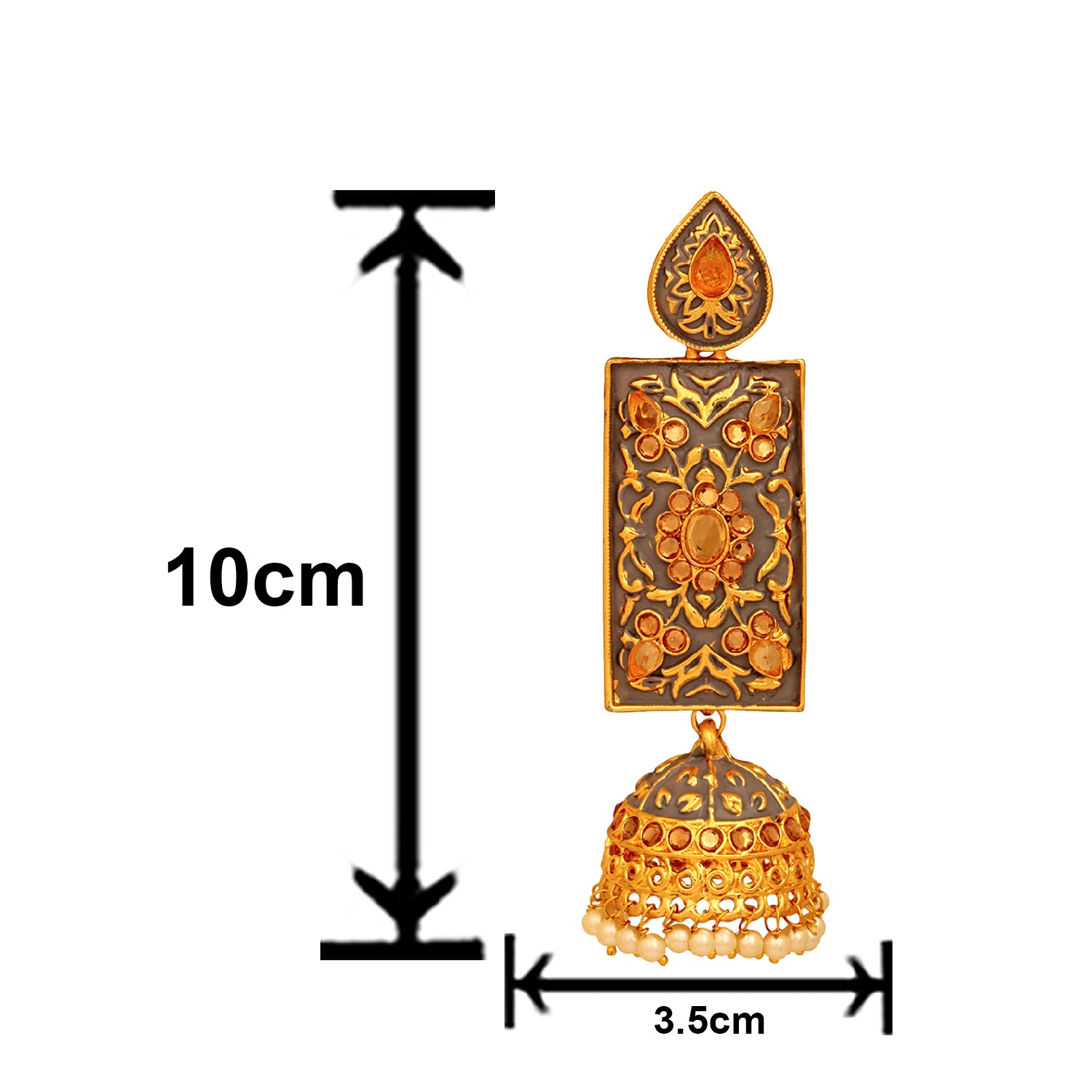 Meenakari Work Enamelled Rectangular Dangle Jhumka Earrings