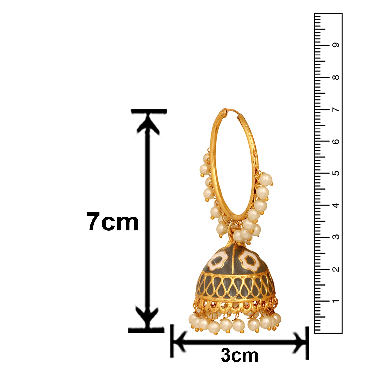 Black Meenakari Work Enamelled Bali Jhumki Earrings