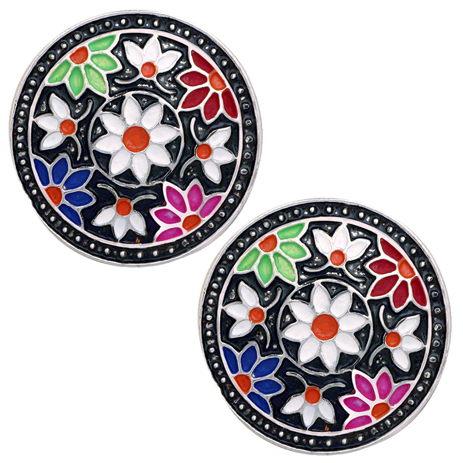 Floral Meenakari Work Design Dangler Earrings