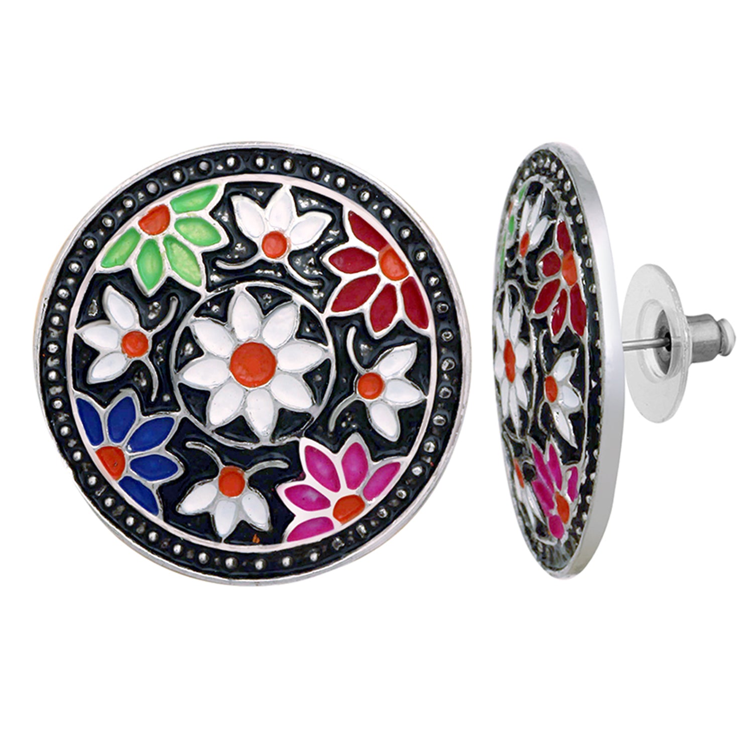 Floral Meenakari Work Design Dangler Earrings