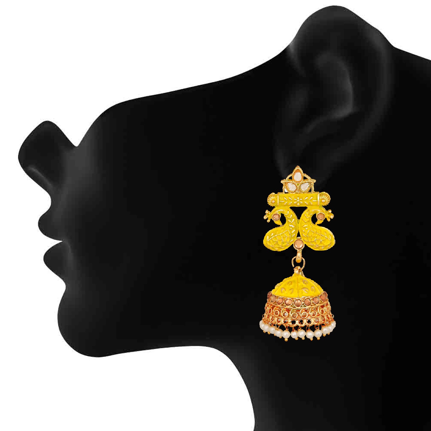 Traditional Meenakari work Peacock Jhumki Earrings