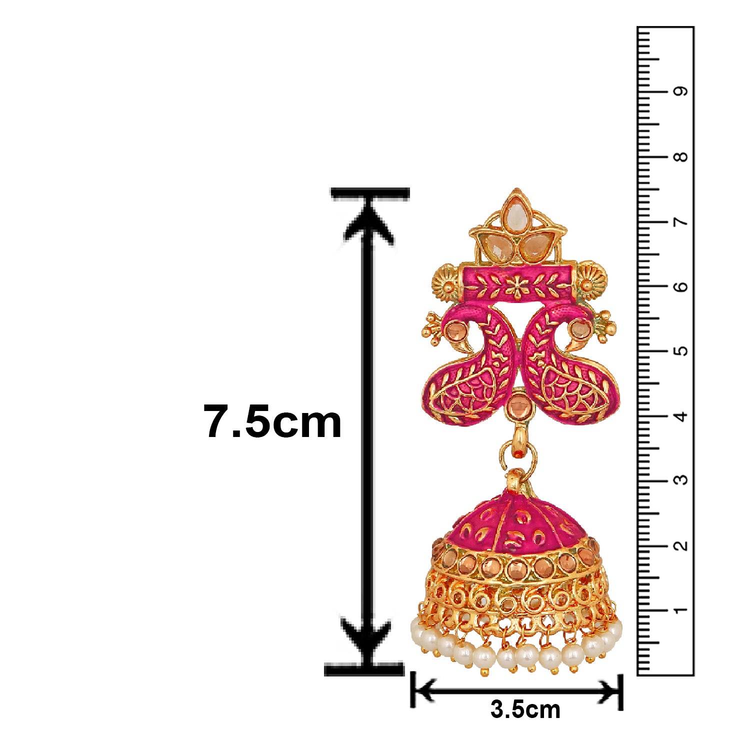 Traditional Meenakari work Peacock Jhumki Earrings