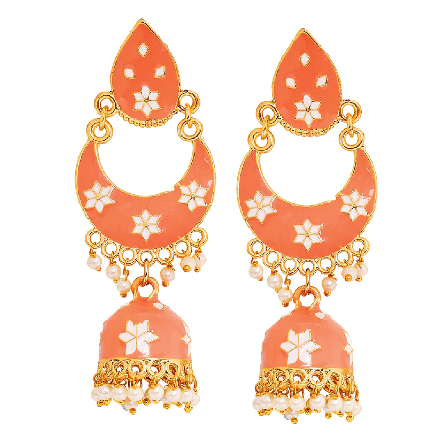 Meenakari work Dangler Chandbali Jhumki Earrings